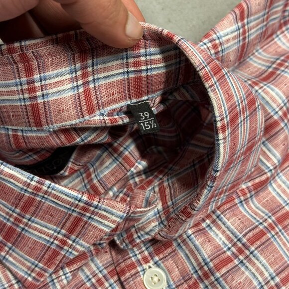 Ermenegildo Zegna Cotton Linen Dress Shirt Check Long Sleeve 15 1/2 Medium - Picture 7 of 11